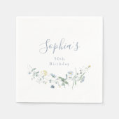 Stofbloem Stofblauw Rustieke Boho Verjaardag Elke  Servet (Voorkant)