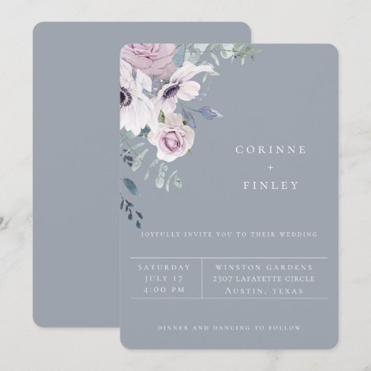 Stofbloem Tuin Bloemige Trouw Uitnodiging (Voorkant / Achterkant)