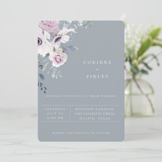 Stofbloem Tuin Bloemige Trouw Uitnodiging (Staand voorkant)