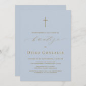 Stofbloem Uitnodiging Voor Doop Jongen Doopfeest  (Voorkant / Achterkant)