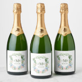Stofbloem Wapen Huwelijk Sparkling Wijnetiket (Flessen)