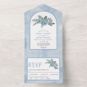 Stofbloem waterverf bloemen boog bloem bruiloft all in one uitnodiging (Binnen)