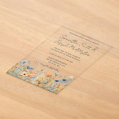 Stofbloem Waterverf Bruiloft Acryl Uitnodigingen (Laagn)