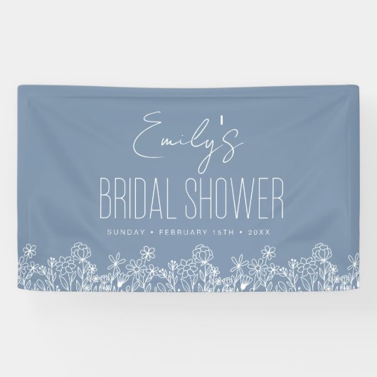 Stofbloem Wilde Bloem Boho Bruiloft Bridal Shower Spandoek (Horizontaal)