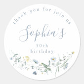 Stofbloem Wilde Bloem Rustieke Boho Verjaardags Fa Ronde Sticker (Voorkant)