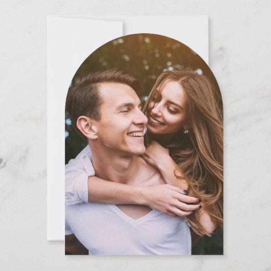 Stofbloem Wilde Bloemen Bloemboog Foto Bruiloft Kaart (Achterkant)