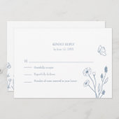 Stofbloem Wilde Bloemen en Vlinders RSVP Kaart (Voorkant / Achterkant)