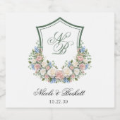 Stofbloem Witte Bloemen Trouw Sparkling Wijnetiket (Enkel label)