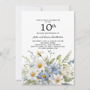 Stofbloem Witte Madeliefjes 10-jarig Huwelijk Kaart