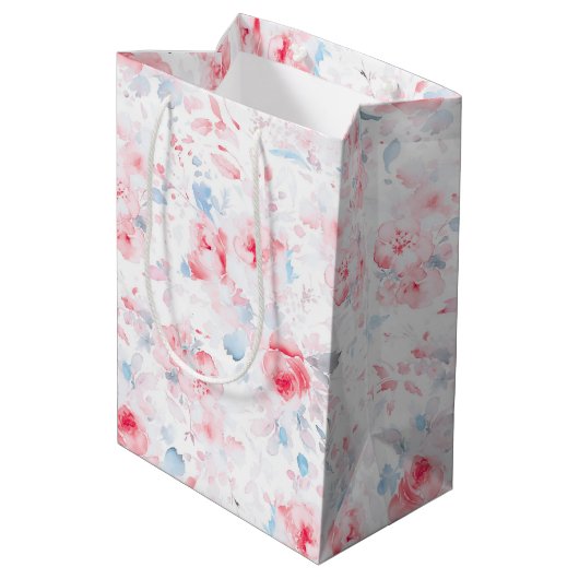 Stofbloemen Elegante Boho Geschilderde Patroon Medium Cadeauzakje (Achterkant Gekanteld)