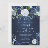 Stofbloemenrozen op marineblauw kaart (Voorkant)