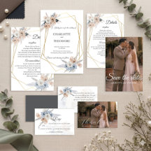 Stofbloemige Blauwe Beige Bloemige Gouden Geometri