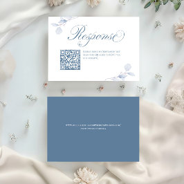 Stofbloemige Blauwe Bloemencode QR Code Huwelijksr RSVP Kaartje