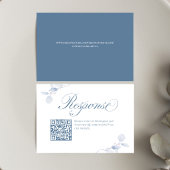 Stofbloemige Blauwe Bloemencode QR Code Huwelijksr RSVP Kaartje