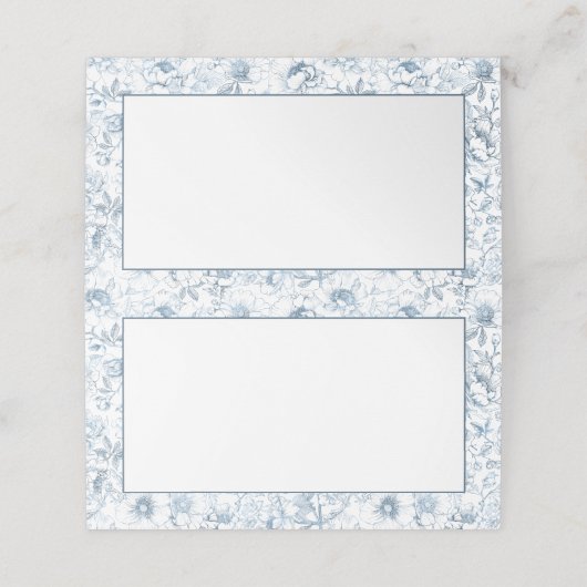 Stofbloemige blauwe bloemkaartjes Elegant Plaatskaartje (Buitenkant ongevouwen)