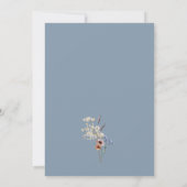 Stofbloemige Blauwe Boho Bruiloft Kaart (Achterkant)
