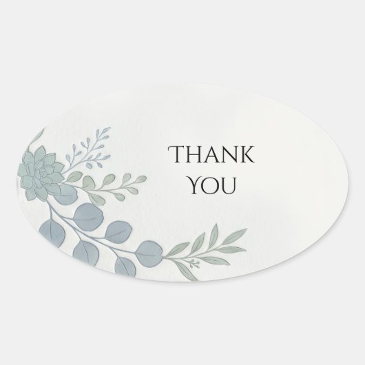 Stofbloemige blauwe botanische dank je sticker (Voorkant)