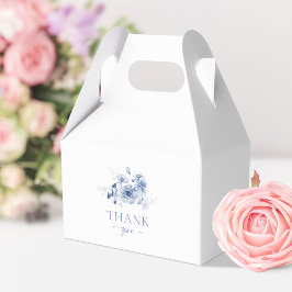Stofbloemige blauwe "Dank je wel" cadeau doos Bedankdoosjes