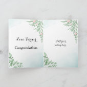 Stofbloemige Blauwe Eucalyptus Huwelijksgelukwense Kaart (Binnen)