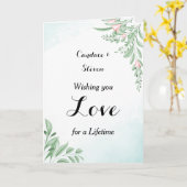 Stofbloemige Blauwe Eucalyptus Huwelijksgelukwense Kaart (Gele Bloem)