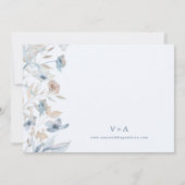 Stofbloemige blauwe foto save the date (Achterkant)