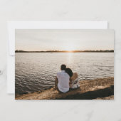 Stofbloemige blauwe gele bloem foto save the date aankondiging (Achterkant)