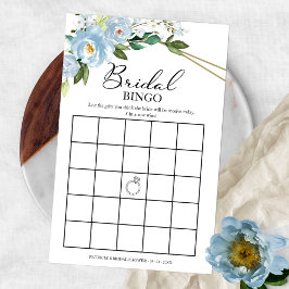 Stofbloemige Blauwe Geometrische Bruiloftsbingo Flyer