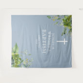 Stofbloemige blauwe groene doop fotobehang wandkleed (Voorkant (horizontaal))
