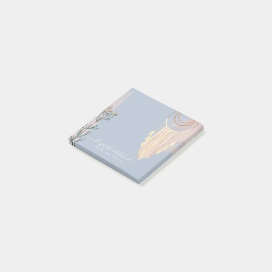 Stofbloemige Blauwe Perzik Boho Bruiloft Post-it® Notes (Schuin)