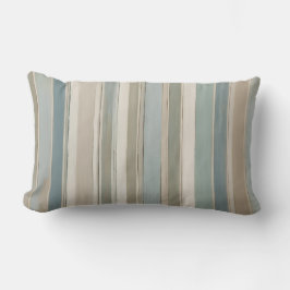 Stofbloemige Blauwe Turquoise Salie Beige Streep Kussen
