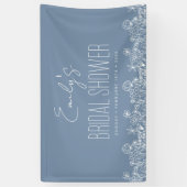 Stofbloemige Blauwe Wilde Bloem Boho Bruidsdouche Spandoek (Verticaal)