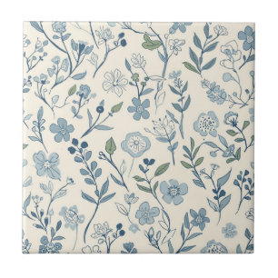 Stofbloemige Blauwe Wildernis Bloemenweide Botanis Tegeltje
