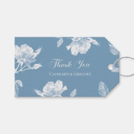 Stofbloemige Blauwe Witte Rozen Bloemstuk Bedankt Cadeaulabel