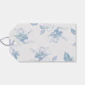 Stofbloemige Blauwe Witte Rozen Bloemstuk Bedankt Cadeaulabel (Achterkant Horizontaal)