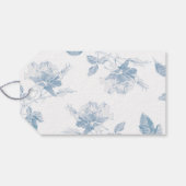 Stofbloemige Blauwe Witte Rozen Bloemstuk Bedankt Cadeaulabel (Achterkant Horizontaal)