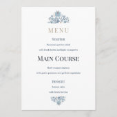 Stofbloemige Folk Bruiloft in Blauwtinten Menu (Voorkant)