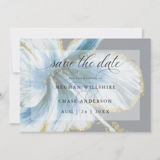 Stofbloemige Tropische Bloem Waterverf Save The Date (Voorkant)