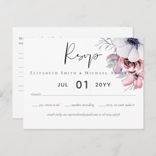 Stofbloemkleurig koraalbloem schriftelijk trouw-RS Briefkaart (Voorkant / Achterkant)