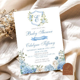 Stofbloemkleurige Hydrangea Baby Shower Uitnodigin Kaart