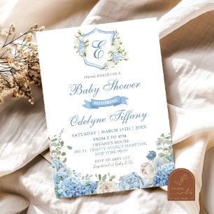 Stofbloemkleurige Hydrangea Baby Shower Uitnodigin Kaart