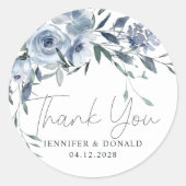 Stofbloemrozen Bloemen Script Bedankt Trouwfeest Ronde Sticker (Voorkant)