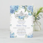 Stofbloue Mexicaanse meisje Mis XV verjaardagsuitn Kaart (Staand voorkant)