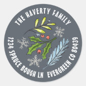 Stofblouse Blauwe Geschetste Hulst Spar Winter Vak Ronde Sticker (Voorkant)