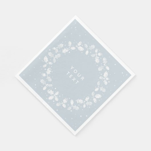 Stofblouse blauwe met de hand gedrukte hulstkrans  servet (Hoek)