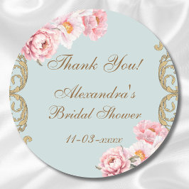 Stofblouse Pioenroos Kleurige Trouwfeest Dankjewel Ronde Sticker