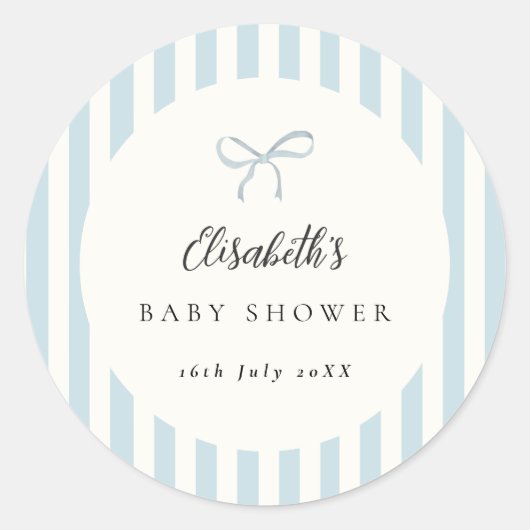 Stofblouse Strepen Klassieke Strik Ronde Sticker (Voorkant)