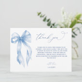 Stofblouse strik zij bindt de knoop bruids douche bedankkaart (Staand voorkant)