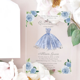 Stofblouse Zilveren Prinsessen Jurk Quinceañera  Acryl Uitnodigingen
