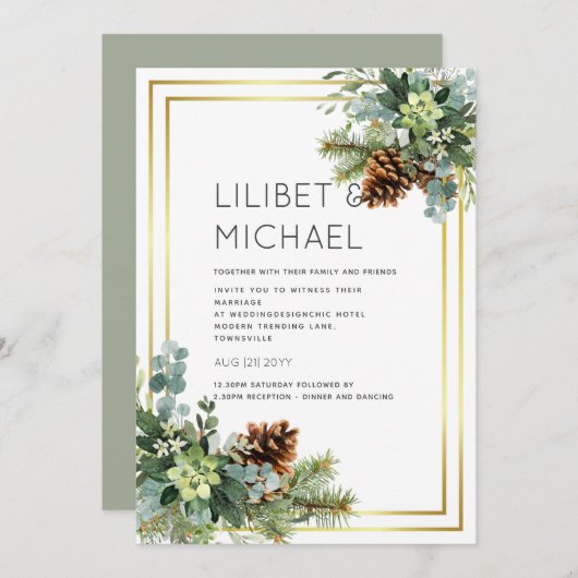 Stofblouw Stoere Trouw Eucalyptus Groen Budget Kaart (Voorkant / Achterkant)