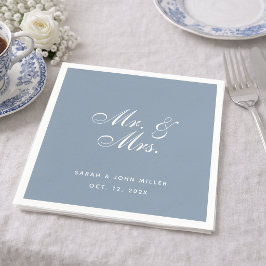 Stofbruiloft Blauw Mijnheer en Mevrouw Witte Calli Servet